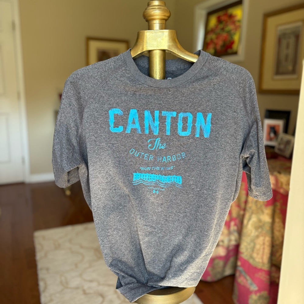 Under Armour Gray Tee with Blue Print